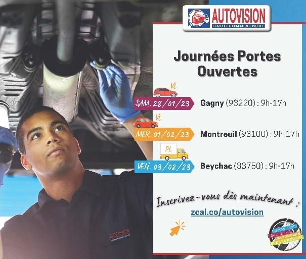 Planning des journées portes ouvertes autovision à Gagny Montreuil et Beychac