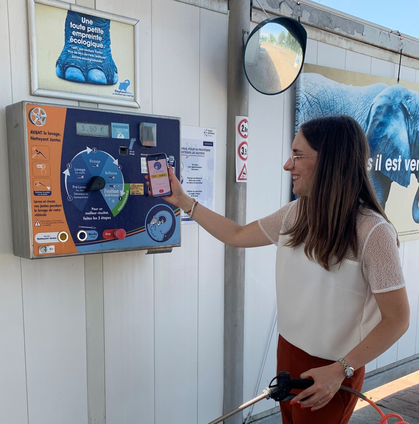application mobile Eléphant Bleu, méthode de paiement dans un centre de lavage